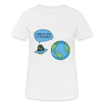 Space Alien Astronomy Alien Spaceship Comic - T-shirt respirant Femme - blanc - Devant - AI Model Female 172 dark (172cm)