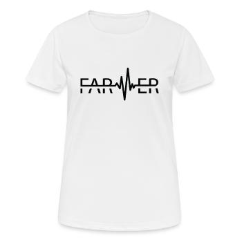 Farmer Heartbeat Cow Rancher Farming Agriculture - Women's Breathable T-Shirt - white - Front - AI Model Female 172 dark (172cm)