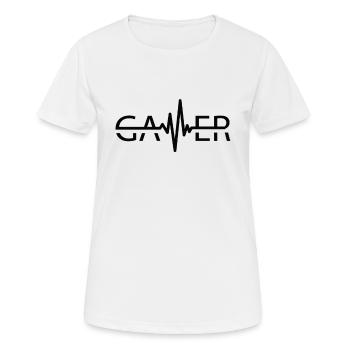 Gamer Heartbeat Jeux vidéo Jeux vidéo PC - T-shirt respirant Femme - blanc - Devant - AI Model Female 172 dark (172cm)
