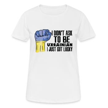 Fierté ukrainienne Drapeau ukrainien agrandi - T-shirt respirant Femme - blanc - Devant - AI Model Female 172 dark (172cm)