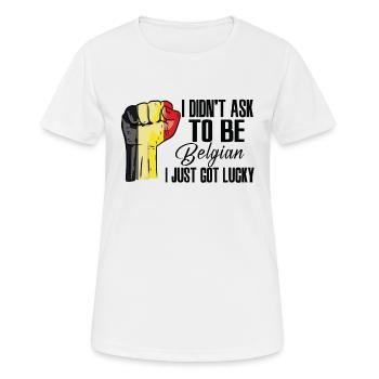 Fierté belge Drapeau belge cultivé - T-shirt respirant Femme - blanc - Devant - AI Model Female 172 dark (172cm)