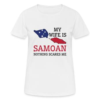 Nothing Scares Me My Wife Is Samoan Husband Samoa - Women's Breathable T-Shirt - white - Front - AI Model Female 172 dark (172cm)