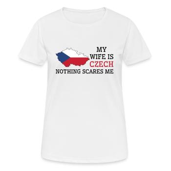 Nichts macht mir Angst Meine Frau ist tschechisch - Frauen T-Shirt atmungsaktiv - Weiß - Vorne - AI Model Female 172 dark (172cm)