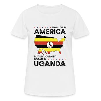 Ugandan American Patriot USA Grown Uganda US Flag - Women's Breathable T-Shirt - white - Front - AI Model Female 172 dark (172cm)