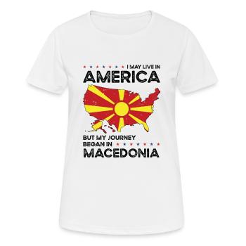 Mazedonischer Amerikanischer Patriot USA - Frauen T-Shirt atmungsaktiv - Weiß - Vorne - AI Model Female 172 dark (172cm)