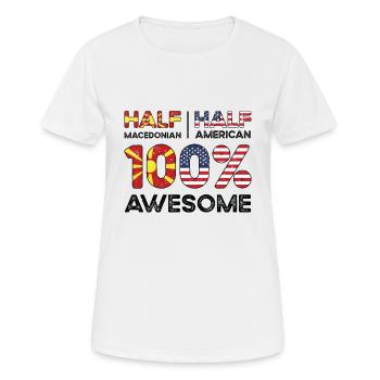 Mazedonischer Amerikanischer Patriot USA - Frauen T-Shirt atmungsaktiv - Weiß - Vorne - AI Model Female 172 dark (172cm)
