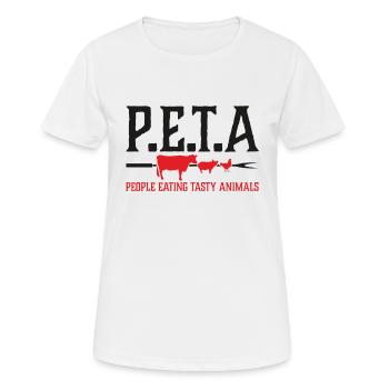 Viande à griller pour barbecue PETA Griller Mangeur de viande - T-shirt respirant Femme - blanc - Devant - AI Model Female 172 dark (172cm)