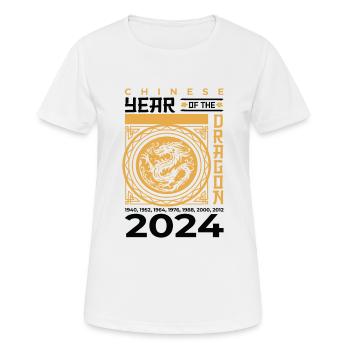 Chinesisches Jahr des Drachen 2024 Chinesisches - Frauen T-Shirt atmungsaktiv - Weiß - Vorne - AI Model Female 172 dark (172cm)