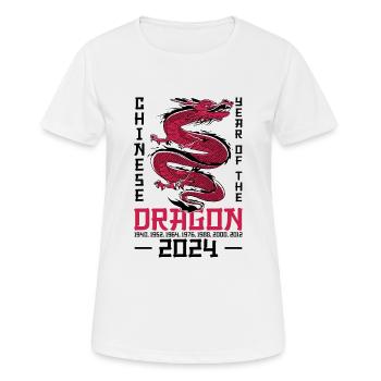 Chinesisches Jahr des Drachen 2024 Chinesisches - Frauen T-Shirt atmungsaktiv - Weiß - Vorne - AI Model Female 172 dark (172cm)