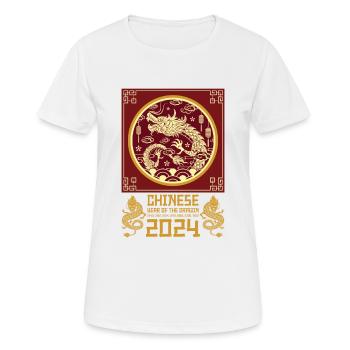 Chinesisches Jahr des Drachen 2024 Chinesisches - Frauen T-Shirt atmungsaktiv - Weiß - Vorne - AI Model Female 172 dark (172cm)