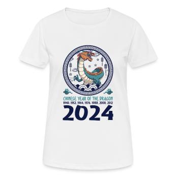 Chinesisches Jahr des Drachen 2024 Chinesisches - Frauen T-Shirt atmungsaktiv - Weiß - Vorne - AI Model Female 172 dark (172cm)
