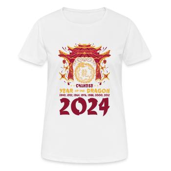 Chinesisches Jahr des Drachen 2024 Chinesisches - Frauen T-Shirt atmungsaktiv - Weiß - Vorne - AI Model Female 172 dark (172cm)