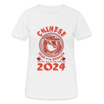 Chinesisches Jahr des Drachen 2024 Chinesisches - Frauen T-Shirt atmungsaktiv - Weiß - Vorne - AI Model Female 172 dark (172cm)