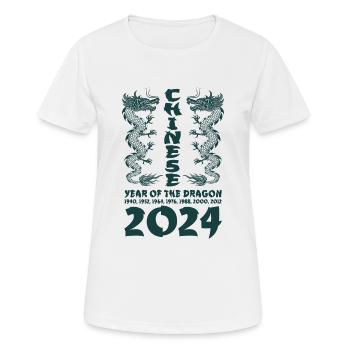 Chinesisches Jahr des Drachen 2024 Chinesisches - Frauen T-Shirt atmungsaktiv - Weiß - Vorne - AI Model Female 172 dark (172cm)