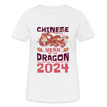 Chinesisches Jahr des Drachen 2024 Chinesisches - Frauen T-Shirt atmungsaktiv - Weiß - Vorne - AI Model Female 172 dark (172cm)