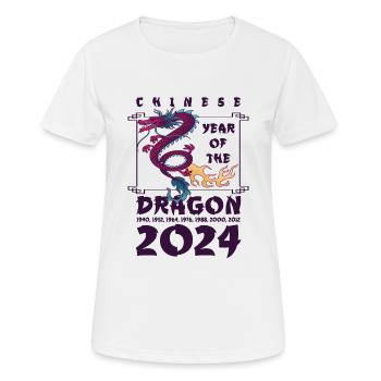 Chinesisches Jahr des Drachen 2024 Chinesisches - Frauen T-Shirt atmungsaktiv - Weiß - Vorne - AI Model Female 172 dark (172cm)
