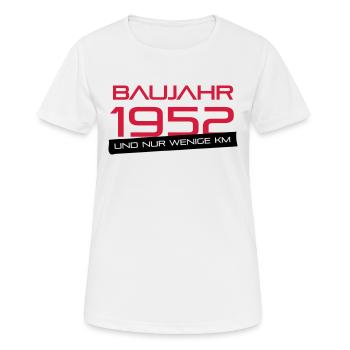 Peu km - Année 1952 - T-shirt respirant Femme - blanc - Devant - AI Model Female 172 dark (172cm)