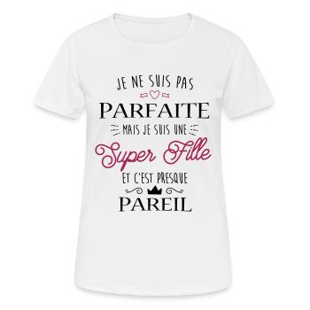 Super fille Parfaite - T-shirt respirant Femme - blanc - Devant - AI Model Female 172 dark (172cm)