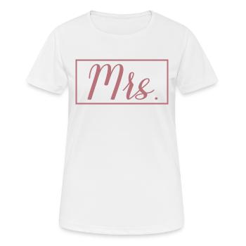 Mrs. Matching Couple Engagement Wedding Honeymoon - Women's Breathable T-Shirt - white - Front - AI Model Female 172 dark (172cm)