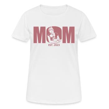 2023, Maman en devenir, annonce de grossesse - T-shirt respirant Femme - blanc - Devant - AI Model Female 172 dark (172cm)