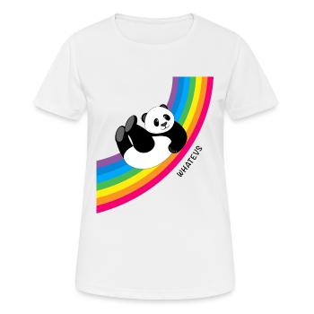 Happy Whatevs Panda on Rainbow - Women's Breathable T-Shirt - white - Front - AI Model Female 172 dark (172cm)