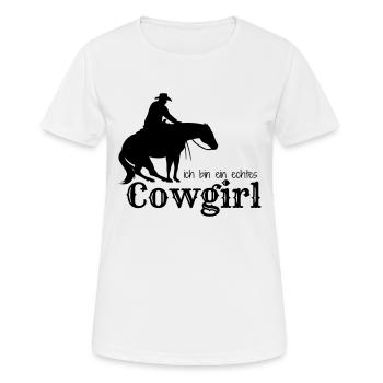 Ich bin ein echtes Cow-girl - Frauen T-Shirt atmungsaktiv - Weiß - Vorne - AI Model Female 172 dark (172cm)