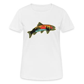 Trout Fishing Angler Nature Trout Illustration - Women's Breathable T-Shirt - white - Front - AI Model Female 172 dark (172cm)