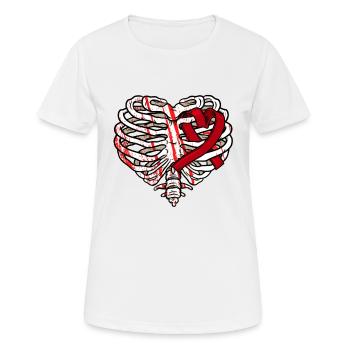 Ribcage Heart Ribbon Gothic Bones Squelette Mort - T-shirt respirant Femme - blanc - Devant - AI Model Female 172 dark (172cm)