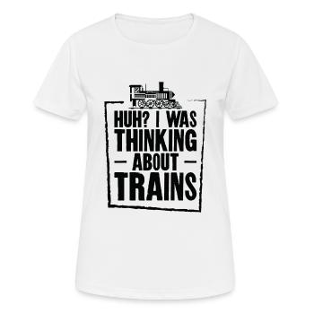 Zuglokomotive Transport Eisenbahnbegeisterte - Frauen T-Shirt atmungsaktiv - Weiß - Vorne - AI Model Female 172 dark (172cm)