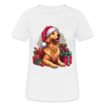 Golden Retriever Der Weihnachtsmann - Frauen T-Shirt atmungsaktiv - Weiß - Vorne - AI Model Female 172 dark (172cm)