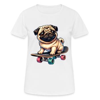 Skateboard Mops, Hund Skateboarder - Frauen T-Shirt atmungsaktiv - Weiß - Vorne - AI Model Female 172 dark (172cm)