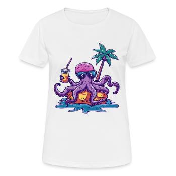 Vacances d’été de poulpe - T-shirt respirant Femme - blanc - Devant - AI Model Female 172 dark (172cm)
