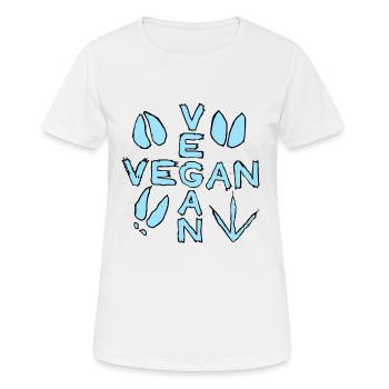 vegan vegan - Frauen T-Shirt atmungsaktiv - Weiß - Vorne - AI Model Female 172 dark (172cm)