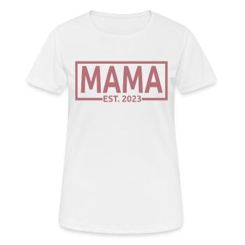 Mama Est. 2023, Maman en devenir, Annonce de grossesse - T-shirt respirant Femme - blanc - Devant - AI Model Female 172 dark (172cm)