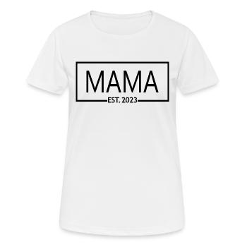 Mama Est. 2023, Maman en devenir, Annonce de grossesse - T-shirt respirant Femme - blanc - Devant - AI Model Female 172 dark (172cm)