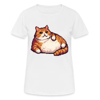 Fette Ingwerkatze Pixelkunst - Frauen T-Shirt atmungsaktiv - Weiß - Vorne - AI Model Female 172 dark (172cm)