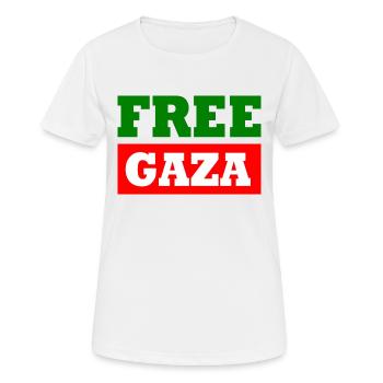 Free gaza - T-shirt respirant Femme - blanc - Devant - AI Model Female 172 dark (172cm)