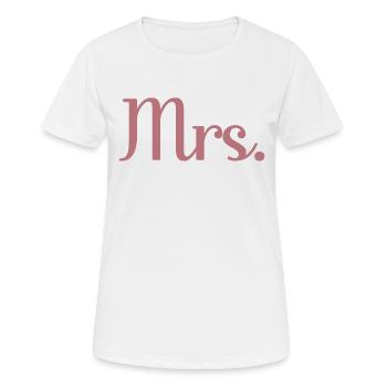 Mrs. Matching Couple Engagement Wedding Honeymoon - Women's Breathable T-Shirt - white - Front - AI Model Female 172 dark (172cm)