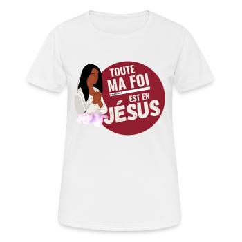 Foi en JESUS - T-shirt respirant Femme - blanc - Devant - AI Model Female 172 dark (172cm)