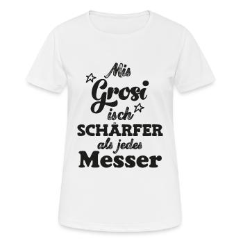 Mis Grosi isch schärfer als jedes Messer Oma - Frauen T-Shirt atmungsaktiv - Weiß - Vorne - AI Model Female 172 dark (172cm)