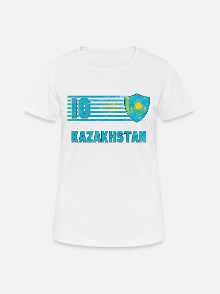 Kasachstan Fußball Mannschaft - Frauen T-Shirt atmungsaktiv - Weiß