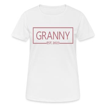 2023, Grand-mère en devenir, Révélation de grossesse - T-shirt respirant Femme - blanc - Devant - AI Model Female 172 dark (172cm)