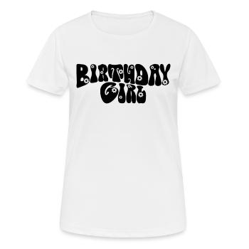 Birthday Girl - Groovy Retro Vintage Flowers - Women's Breathable T-Shirt - white - Front - AI Model Female 172 dark (172cm)