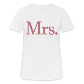 Mrs. Matching Couple Engagement Wedding Honeymoon - Women's Breathable T-Shirt - white - Front - AI Model Female 172 dark (172cm)