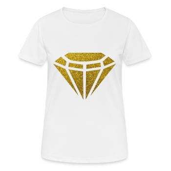 Golden Diamond - Goldener Diamant Glitzer Gold - Frauen T-Shirt atmungsaktiv - Weiß - Vorne - AI Model Female 172 dark (172cm)