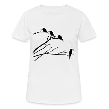 Vögel auf Ast - Frauen T-Shirt atmungsaktiv - Weiß - Vorne - AI Model Female 172 dark (172cm)