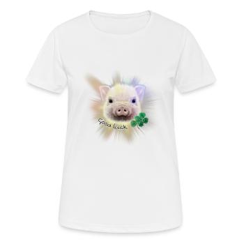 Glücksschwein - Schwein Good luck - Frauen T-Shirt atmungsaktiv - Weiß - Vorne - AI Model Female 172 dark (172cm)