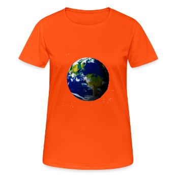 Erde - Frauen T-Shirt atmungsaktiv - Neonorange - Vorne - AI Model Female 172 dark (172cm)