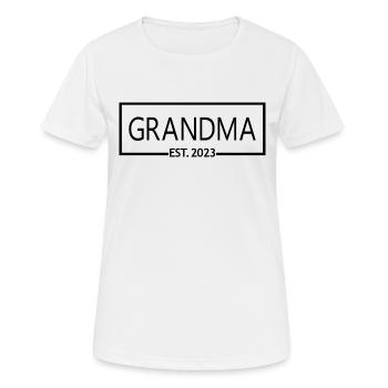 Grand-mère Est. 2023, Grand-mère en devenir, Révélation de grossesse - T-shirt respirant Femme - blanc - Devant - AI Model Female 172 dark (172cm)