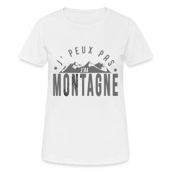 J'peux pas j'ai montagne sport ski rando - T-shirt respirant Femme - blanc - Devant - AI Model Female 172 dark (172cm)